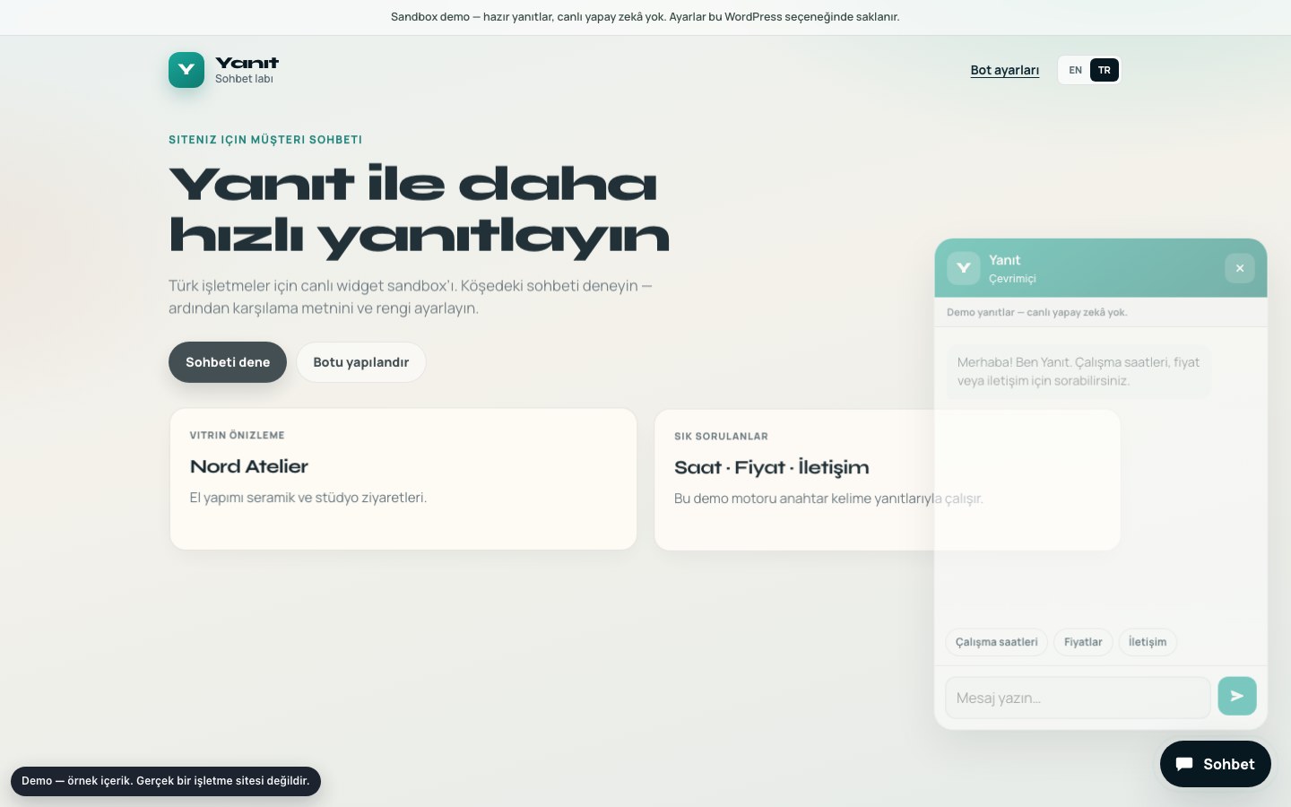 Yanıt Chatbot
